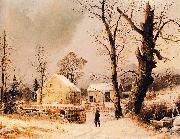 George Henry Durrie Winter Scene in New England Spain oil painting artist